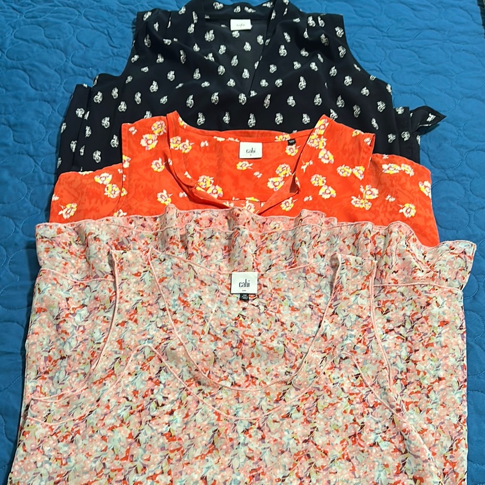 Cabi Assorted Women's Floral Tops - Blue, Orange, Pink Multicolor all 3 Tops Sm.